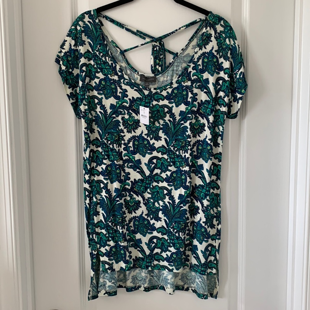 NWT THE LIMITED Tie-Back High-Low Hem Paisley Print Top Size Small